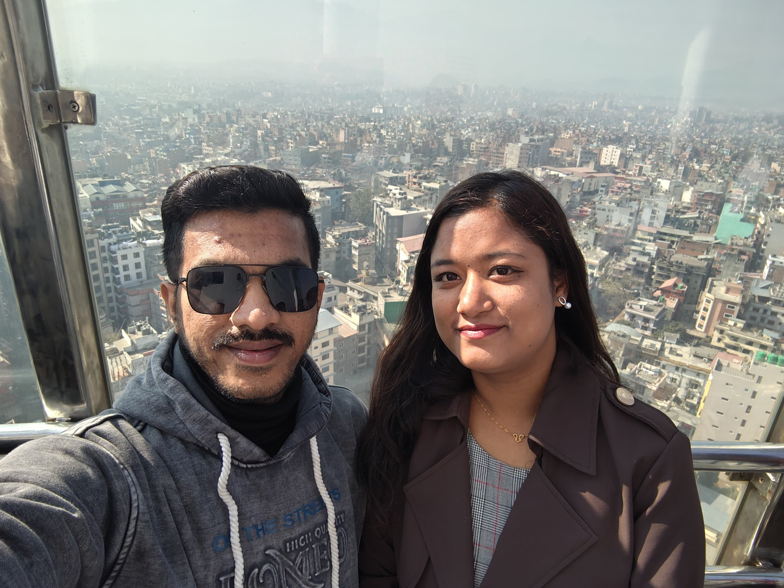 Alina and Akash enjoying a beautiful moment at Dharahara Tower in Kathmandu, Nepal.